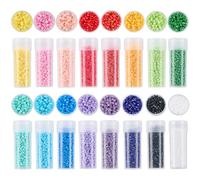 SUNNYCLUE 1 caja de 80g de Cuentas Cilíndricas de 16 colores, Uniformes, Redondas Y Coloridas de Cristal, Mini Cuentas Espaciadoras Sueltas para Hacer Joyas, Pulseras Bohemias, Pendientes., Lustre Opa