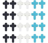 SUNNYCLUE 1 caja de 90 cuentas cruzadas a granel negro, blanco, azul, turquesa sintética, cruces de bolsillo de 16 x 12 mm, mini cuentas de cruz de piedra pequeñas, cuentas espaciadoras sueltas para