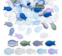 SUNNYCLUE 1 caja de 90 cuentas de pescado, cuentas de vidrio de pescado galvanizado a granel, cuentas de animales de mar de verano, océano, animales, cuentas espaciadoras sueltas de doble cara para