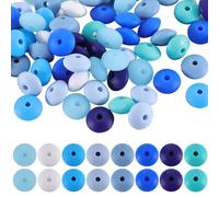 SUNNYCLUE 1 caja de 96 piezas de Cuentas Redondas Planas de Silicona Azul de 12 mm Cuentas de Ábaco A Granel Goma En Forma de Lentejas de Verano Cuentas Focales Espaciadoras Sueltas Suaves A Granel pa