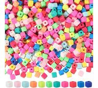 SUNNYCLUE 1 caja de Aproximadamente 890 cuentas de Arcilla Cúbicas Y Cuadradas de 4mm con Forma de Dados de Colores, Mini Espaciadores Sueltos Geométricos 3D para Hacer Joyas, Pulseras, Collares, Pend