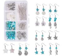 SUNNYCLUE 1 Caja DIY 10 Pares Estrella de mar Concha de Concha cuelga Pendiente Haciendo Kit de Suministros de Inicio,Tema de la Playa del océano