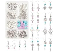 SUNNYCLUE 1 Caja DIY Hacer 10 Pares Nudo con Perlas Kit para Hacer Aretes Incluyendo Corazón Infinito Nudo Encantos Turquesa Perlas Jade Perla para Principiantes DIY Aretes Joyería Fabricación
