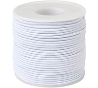 SUNNYCLUE 1 Rollo de 55 yardas/50 m de Cordón Elástico de Poliéster de 2mm Hilo de Tela Elástica Blanco para Coser Joyas con Carrete para Abalorios Fabricación de Joyas Pulseras Collares Cordones Sum