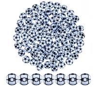 SUNNYCLUE 100 Cuenta Redonda de Acrílico con Forma de Balón de Fútbol, 11.5mm, para Deportes, de Las Cinco grandess Ligas de Fútbol Europeas, para Hacer Joyas, Pulseras, Collares, Cordones, Llaveros,