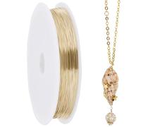 SUNNYCLUE 100M Alambre de Cobre Chapado En Oro Real de 14 Quilates Alambre de Metal Flexible de Calibre 0.3 de 28 mm Cables de Cuentas Cables de Cobre para Manualidades Hilo de Cuentas de Bronce