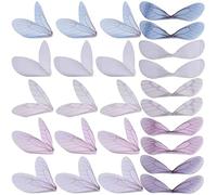 SUNNYCLUE 100pcs 5 Colores Dragonfly Wings Charms con Agujero Azul Blanco Rosa Organza Flying Wing Colgantes Craft For Keys Pendientes Decoración para el Hogar Fabricación de Joyas Accesorios