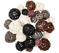 SUNNYCLUE 12 Estilo 32 Bolas de Mimbre de Ratán, Bolas Decorativas Redondas de Ratán, Negras, Blancas Y Marrones, Decoración de Centro de Mesa, Adornos, Manualidades para Decoración del Hogar, Bodas,