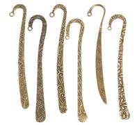 SUNNYCLUE 12 marcapáginas de Gancho A Granel Estilo Tibetano de Bronce Antiguo Ganchos En Blanco Flor Tallada Horquilla Rayas Marcas de Libros de Metal Marcadores Vintage de Doble Cara con Lazo para M