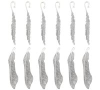 SUNNYCLUE 12 Uds Marcapáginas con Gancho Marcapáginas de Plumas con Bucles para Colgar Marcapáginas de Aleación de Plata Antigua de Estilo Vintage Marcapáginas de Metal Espacios En Blanco para Abalori