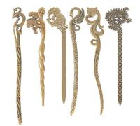 SUNNYCLUE 12 Uds Marcapáginas Vintage Metal Aleación de Bronce Antiguo Marcapáginas A Rayas Estilo Chino Dragón Fénix Marcas de Libros Inteligentes Animales Zorro Marcadores Surtidos Retro Marcapágina