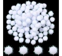 SUNNYCLUE 120 pompón de Oropel de 15mm, Blanco Brillante, Bola de Purpurina Navideña A Granel, Suave, de Poliéster con Lentejuelas, Redondo, Bonito Y Esponjoso, para Manualidades, Bricolaje, Suminist