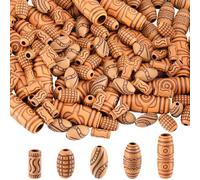 SUNNYCLUE 150 pieza de Cuentas de Macramé de Madera de Imitación Cuentas de Pelo de Madera Tubo Largo Rastas Trenza Ovalado Acrílico Agujero Grande Perú Cuentas Sueltas para Hacer Joyas Pulseras Suéte