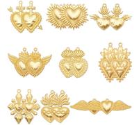 SUNNYCLUE 18 piezas de Dijes de Corazón Sagrado Góticos A Granel Oro Mexicano Forma de Amor Dije de Vacaciones de Halloween para Hacer Joyas Dijes Mujeres Adultos Collar Pulsera Aretes