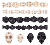 SUNNYCLUE 1caja 4 hebras Alrededor de 180piezas Cuentas de Calavera de Halloween Cuentas Turquesas Sintéticas Mini Cabezas de Calavera para Manualidades Piedras En Forma de Calavera Cuentas Espaciador