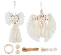 SUNNYCLUE 2 Juego de Kit de Macramé Bohemio Kit de Adornos de Macramé Instrucciones Incluidas Kit de Llavero de Macramé con Ángel de Navidad Y Borlas Kits de Macramé para Principiantes Adultos R