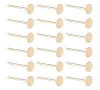 SUNNYCLUE 200 Pieza de Postes de Aretes Planos Chapados En Oro Real de 24K Hallazgos de Aretes de Acero Inoxidable Pasadores de Oreja Redondos En Blanco Bandeja Pequeña de 4mm Aretes para Hacer Joyas