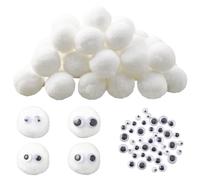 SUNNYCLUE 200 pompón Navideño Blanco de 25mm Y 1 pulgadas, Suave, de Poliéster, Redondo, Esponjoso, para Manualidades, Mediano, con Ojos, para Mujer, Halloween, Sombreros, Zapatos, Decoración Del Hoga