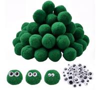 SUNNYCLUE 200 pompón Navideño Verde de 25mm Y 1 pulgadas para Manualidades, de Poliéster, Suave, Verde Mar, Esponjoso, para Manualidades, con Movimiento, para Fiestas de Halloween, Decoración Del Hoga