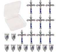 SUNNYCLUE 20PCS Medalla Milagrosa de Cruz Y Centro con Colgantes de Cruz de Crucifijo de Esmalte de Aleación Y Eslabones de Araña Ovalada para Hacer Collar de Cuentas