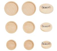 SUNNYCLUE 24 Pieza de Broche de 3 tamaños Cabujón de Madera Espacios En Blanco para Cabujón Madera Natural Marco Plano Básico Redondo Bandeja para Broches de Solapa Configuraciones con Imperdibl
