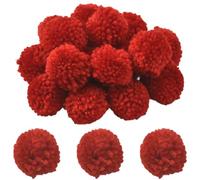 SUNNYCLUE 24Pcs Bolas de pompom rojas Bolas de pompom de lana 1.5 pulgadas Decoraciones colgantes de vacaciones suaves y fuzzy redondas Mini Puff Pom Pom Decoraciones para DIY Artesanía casera Haciend