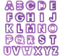 SUNNYCLUE 26 pieza de 26 estilos de Moldes de Arcilla Polimérica con Letras Del Alfabeto, Cortadores de Arcilla de Plástico Morado, Diseño de la A A la Z, Juego de Herramientas para Cortar Aretes, par
