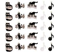 SUNNYCLUE 30 UNIDS 5 Estilo Encanto de Gato A Granel Encantos de Gato Negro Nota Musical A Granel Instrumentos Musicales Piano Mini Gato Patas de Dibujos Animados Mascotas Encantos de Aleación para Ha
