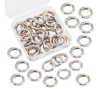 SUNNYCLUE 32 Pieza de Anillos Redondos de Plata con Clip de Mosquetón Dividido de Aleación de Zinc Ganchos de Presión Cierre de Abrazadera de Metal Llaveros Gatillo de Hebilla para Bolso Bolso