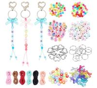 SUNNYCLUE 350Pcs Llaveros Kit Letra Llaveros Alfabeto Cuentas Corazón Cubo Letra Cuentas con 60 Yardas Cordones de Algodón Encerado Espaciadores de Acrílico para Hacer Llaveros Mujeres Adultos DIY Man