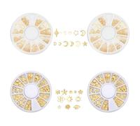 SUNNYCLUE 4 cajas de relleno de resina de copo de nieve con diseño de estrella y luna de sol, suministros de resina epoxi de latón, relleno de resina epoxi con temática de cosmos, manualidades, oro