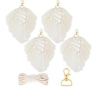 SUNNYCLUE 4 Juego de Kit para Hacer Llaveros Kit de Llaveros de Macramé Instrucciones Incluidas Kit para Hacer Llaveros con Llavero Dorado Kit de Macramé Estilo Boho para Principiantes Adultos B