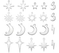 SUNNYCLUE 40 unidad 10 estilos de Dijes Celestiales Plateados: Sol Luna Y E | Surtido de Colgantes de Planetas Vintage de Acero Inoxidable para la Elaboración de Joyas: Pulseras Collares Y Pendientes. Ma