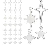 SUNNYCLUE 40 unidad 4 estilos de Dijes de Estrella de Acero Inoxidable Dije | Colgantes de Planetas con Pentagrama Huecos Pequeños para la Fabricación de Joyas Pulseras Collares Y Pendientes. Materiales
