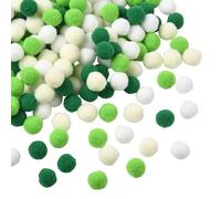 SUNNYCLUE 400 Pieza de 4 Colores, 20mm, Pompones Verdes, Bolas de Pompones Artesanales, A Granel St. Pompones Pequeños Y Esponjosos de Poliéster Blanco Y Verde para el Día de San Patricio, con Forma