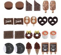 SUNNYCLUE 48 UNIDS 12 ESTILOS Cabujones de Chocolate Encantos de Resina de Chocolate Lindo Caramelo Dulce Marrón Postre Comida Flatback Cabujón Charm A Granel para Fabricación de Joyas Scrapbooking Ad