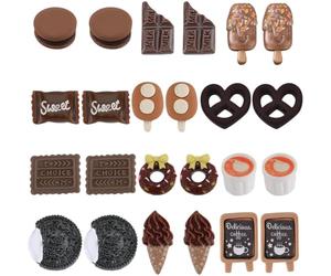 SUNNYCLUE 48 UNIDS 12 ESTILOS Cabujones de Chocolate Encantos de Resina de Chocolate Lindo Caramelo Dulce Marrón Postre Comida Flatback Cabujón Charm A Granel para Fabricación de Joyas Scrapbooking Ad
