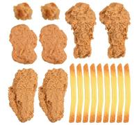 SUNNYCLUE 5 estilo, 17 piezas de Alitas de Pollo Artificiales, Decoraciones de Pollo Frito, Patas de Pollo de Imitación de Plástico, Juego de Nuggets de Papas Fritas para Cocina, Restaurante, Mercado,