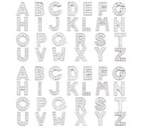 SUNNYCLUE 52 pièces Alphabet AZ Lettre Glissière Charme Strass Perles 8mm Trou Glissière Lettres Alphabet pour 8mm Deslizantes Espaciadores Cuentas Bracelets/Bracelets, Couleur Inoxydable