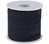 SUNNYCLUE 54.7 Yards/50M 2mm Cordón Elástico Negro Fibra Resistente Redondo elástico Bungee Shock Cordón con Carrete para Joyería Pulsera Collar DIY Artesanía Suministros