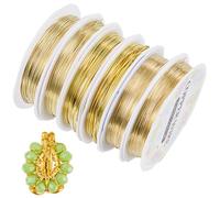 SUNNYCLUE 58M Alambres de Cobre para Cuentas Alambre para Abalorios de Joyería de 0.3/0.4/0.5/0.6/0.8/1 mm Alambres de Cobre Dorado Alambre para Manualidades de Cobre Alambres para Abalorios Alambre d