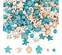 SUNNYCLUE 6 hebra 180~200 piezas Tortuga Cuenta Tortugas Encantos Estrella de Mar Blanco Azul Turquesa Sintética A Granel 8 mm Cuentas Redondas Verano Océano Mar Animal Cuentas para Bisutería