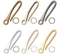 SUNNYCLUE 6 Llavero con Gancho de Pescado Gancho En Forma de U de Aleación de Metal Estilo Retro de Bronce Dorado Y Plateado Antiguo Resistente con Anillas Abiertas para Llaveros Carteras Y Cadenas