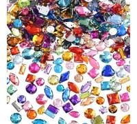 SUNNYCLUE 600 pieza de Diamantes de Imitación Acrílicos para Coser con Parte Trasera Plana, Mezcla Aleatoria de Colores Surtidos, Gemas de Cristal, Cuentas Decorativas con 2 agujeros para Manualidades