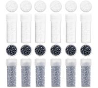 SUNNYCLUE 60G Cuentas de Semillas Blancas Y Negras Cuentas de Semillas Cilíndricas de 2 mm Cuentas de Semillas de Vidrio A Granel Cuentas Redondas de Pony Cuentas de Semillas de Vidrio Mini Cuentas Es