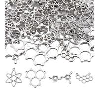 SUNNYCLUE 64 pieza de Dijes de Ciencia Dijes de Química Aleación de Plata Antigua Tibetano Estudio Escolar Laboratorio Graduación Estudio de Estudiantes Aprender A Hacer Joyas Dijes Pendient