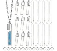 SUNNYCLUE 64 UNIDS Vial Collar Kit para Hacer Reloj de Arena Vial Colgantes Hecho A Mano Vidrio Transparente Tapón de Rosca Botella Encantos Collar Cadena Y Anillos de Salto para Principiantes