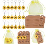 SUNNYCLUE 90 juego de Llaveros de Girasol Llaveros de Girasol Llaveros de Flores Regalos de Fiesta con Etiquetas de Agradecimiento Bolsas de Organza Recuerdos de Boda para Invitados Suministros