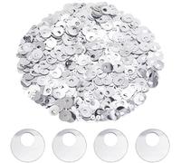 SUNNYCLUE Aproximadamente 1250 pieza de Lentejuelas Plateadas Planas, Redondas, de PVC, Brillantes, para Bordar, Adornos de Costura Sueltos, con Un Gran Agujero para Manualidades, Bisutería, Bodas Y N