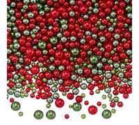 SUNNYCLUE Aproximadamente 1500~2000 pieza de Cuentas de Relleno para Jarrón de Navidad Cuentas Rojas Y Verdes Sin Agujero Cuentas Sueltas de Plástico para Velas Flotantes Redondas de Navidad para Rell